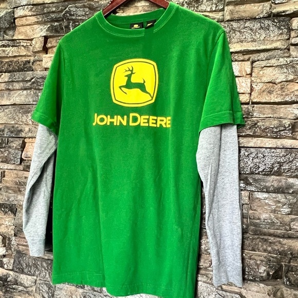 John Deere Green Long Sleeve Tee with Gray Accents